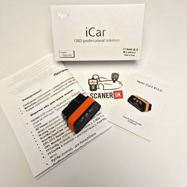 Автосканер Vgate iCar2 Bluetooth 3.0 для Android 1301 фото